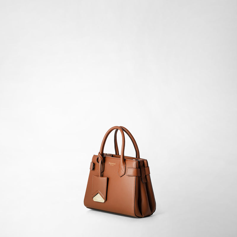 Serapian Mini meline' handbag in seta leather cuoio Sconto