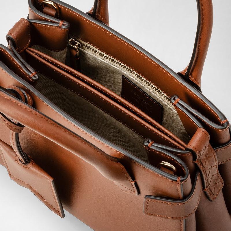Serapian Mini meline' handbag in seta leather cuoio Sconto