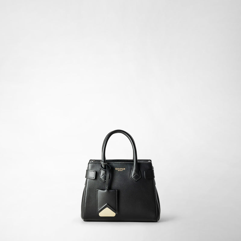 Serapian Mini meline' handbag in seta leather black Offerta