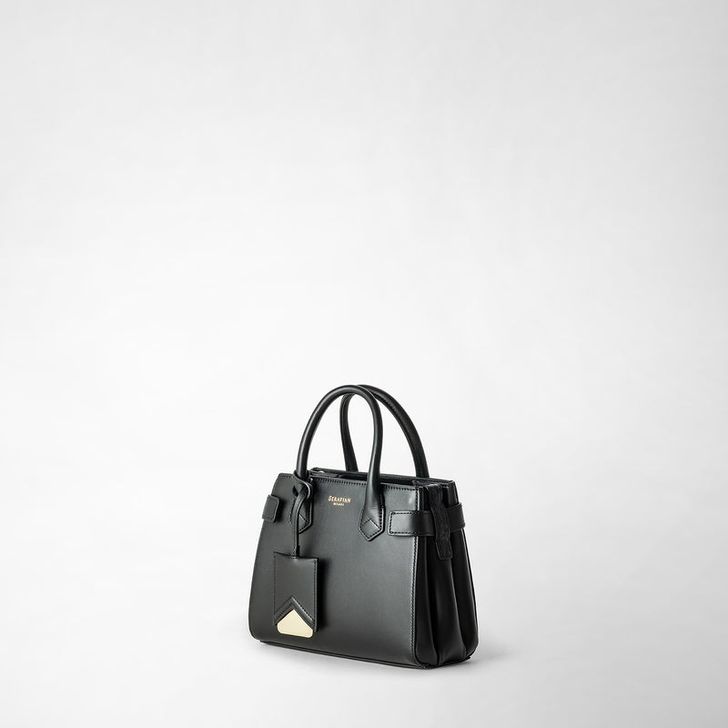 Serapian Mini meline' handbag in seta leather black Offerta