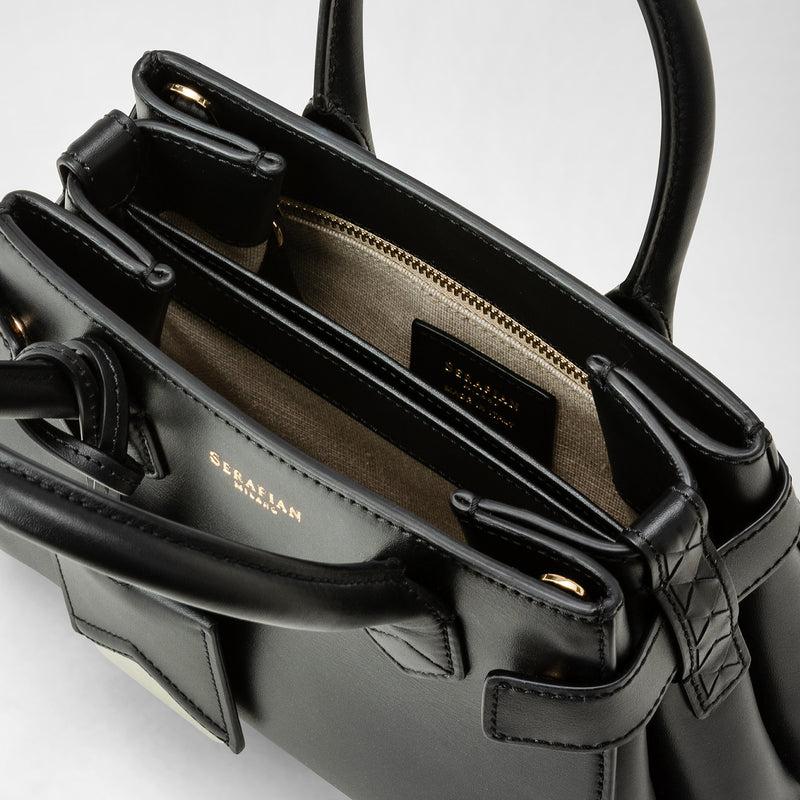 Serapian Mini meline' handbag in seta leather black Offerta