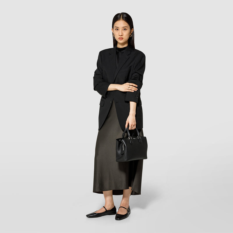 Serapian Small luna handbag in rugiada leather black Offerte