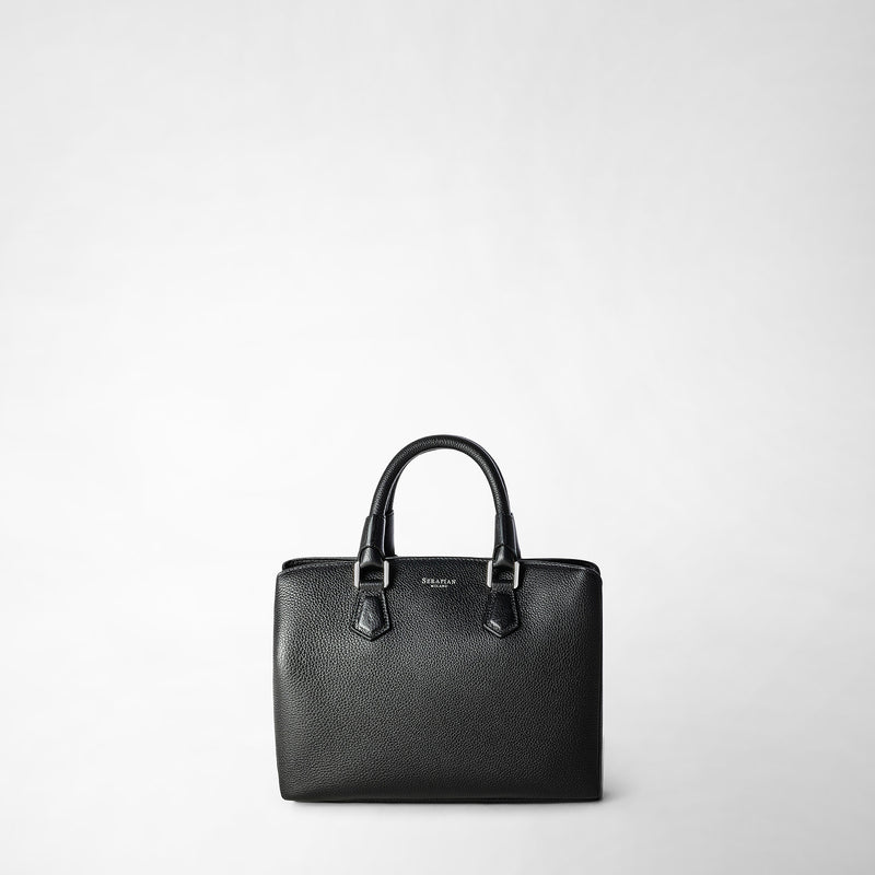 Serapian Small luna handbag in rugiada leather black Offerte