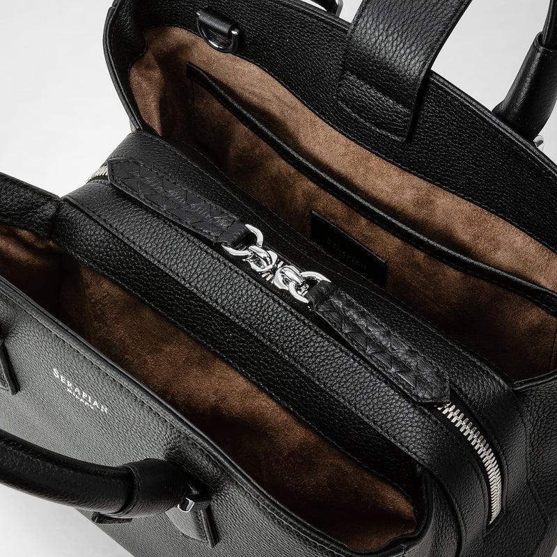 Serapian Small luna handbag in rugiada leather black Offerte