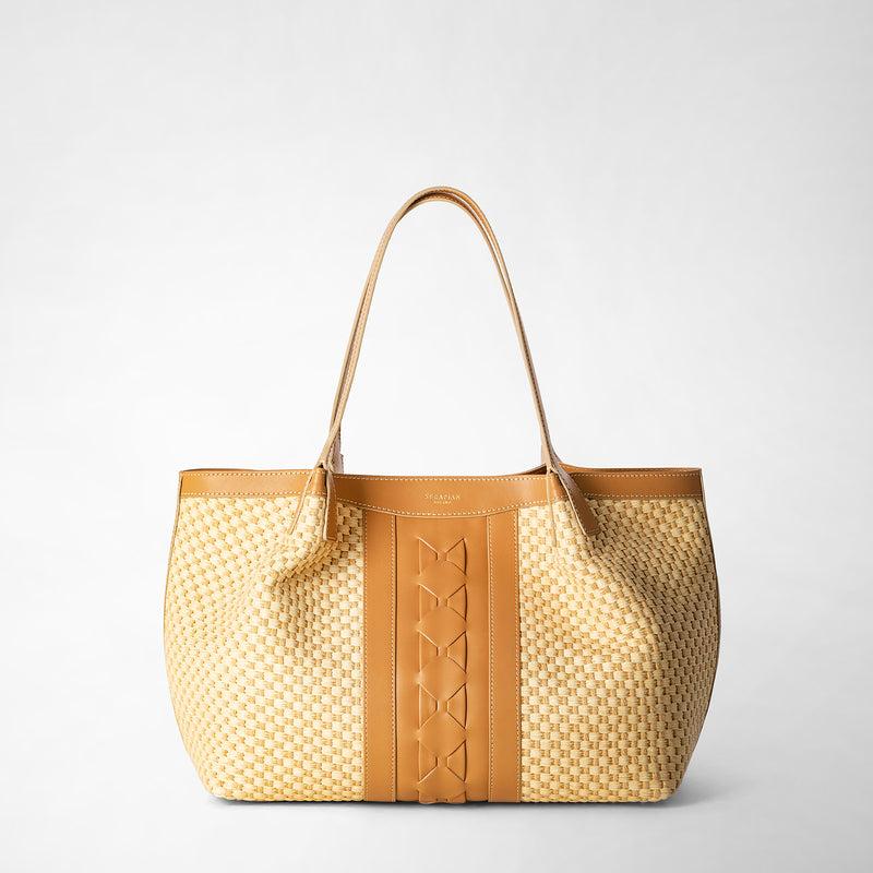 Serapian TOTE BAG SECRET PICCOLA IN RAFIA E PELLE SETA Vendita Calda