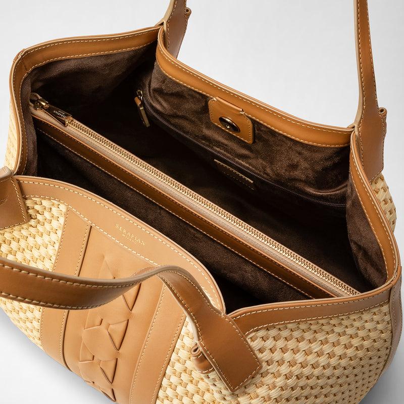 Serapian TOTE BAG SECRET PICCOLA IN RAFIA E PELLE SETA Vendita Calda