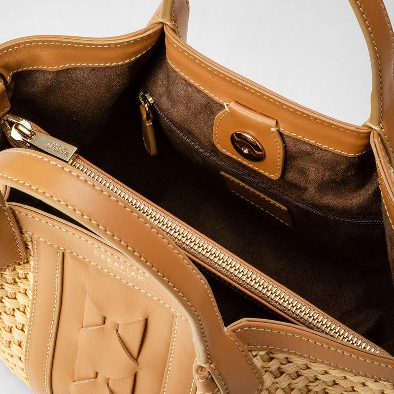 Serapian BORSA SECRET MINI IN RAFIA E PELLE SETA Vendita Economica