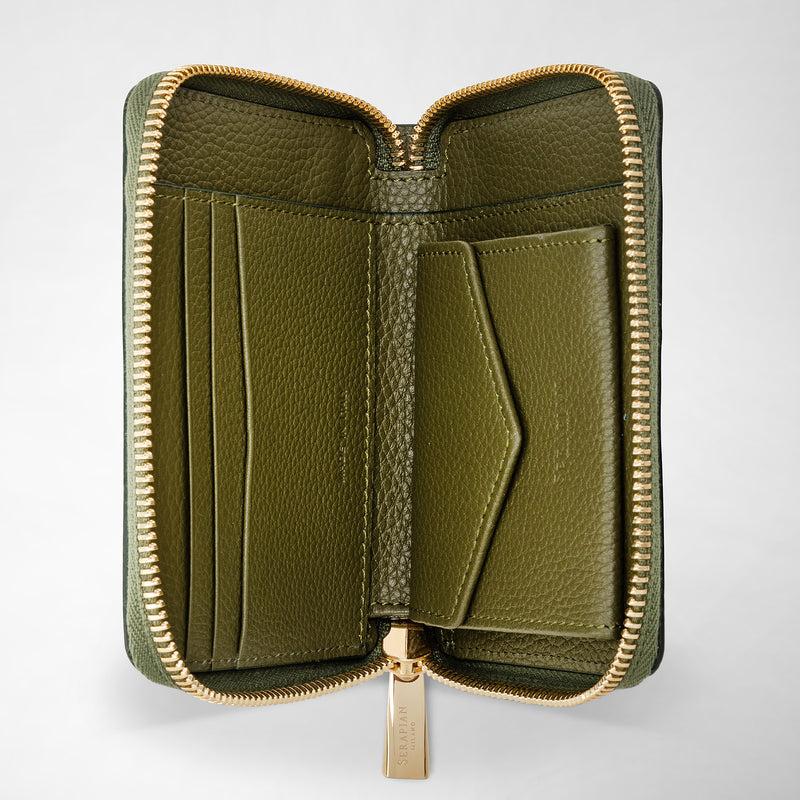 Serapian PORTAFOGLIO MINI CON ZIP IN PELLE RUGIADA Nuovo