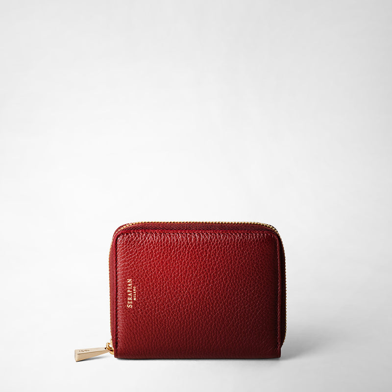 Serapian Portafoglio mini con zip in pelle rugiada burgundy