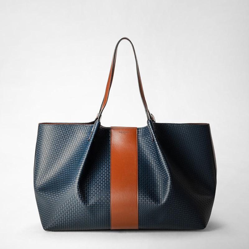 Serapian Borsa shopping secret stepan 72 blu oceano-cuoio Pezzi Unici