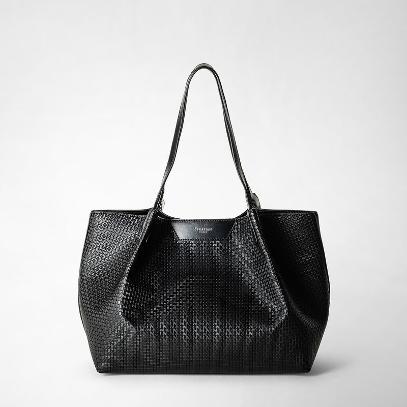 Serapian Tote bag secret piccola stepan nero-nero eclissi Qualità Garantita