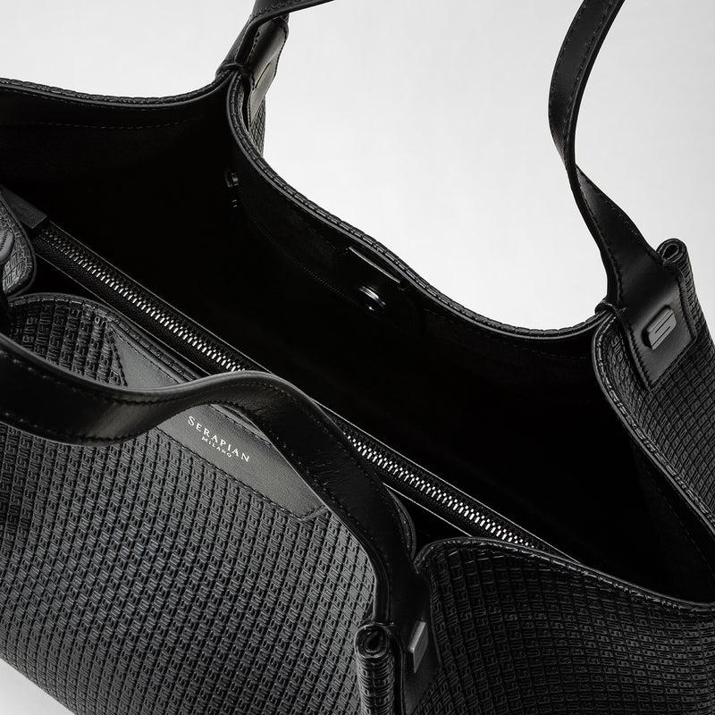 Serapian Tote bag secret piccola stepan nero-nero eclissi Qualità Garantita