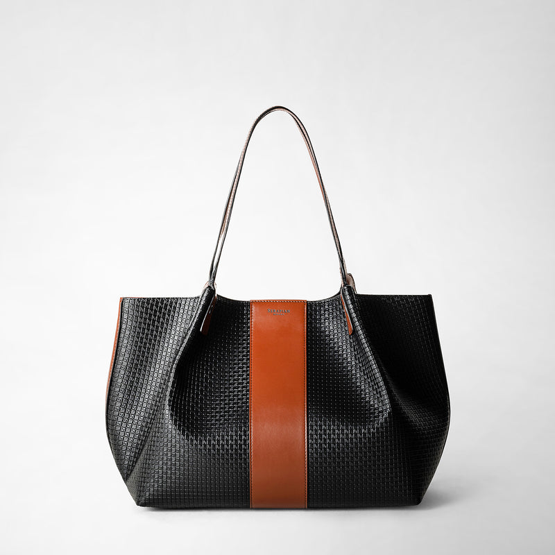 Serapian Borsa shopping secret piccola in stepan 72 nero-cuoio Negozi Online