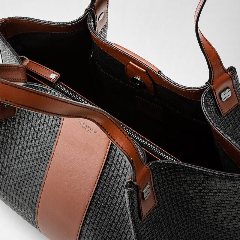 Serapian Borsa shopping secret piccola in stepan 72 nero-cuoio Negozi Online