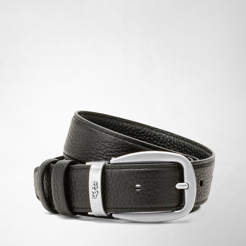 Serapian Cintura reversibile in pelle cachemire nero-navy Acquista Ora