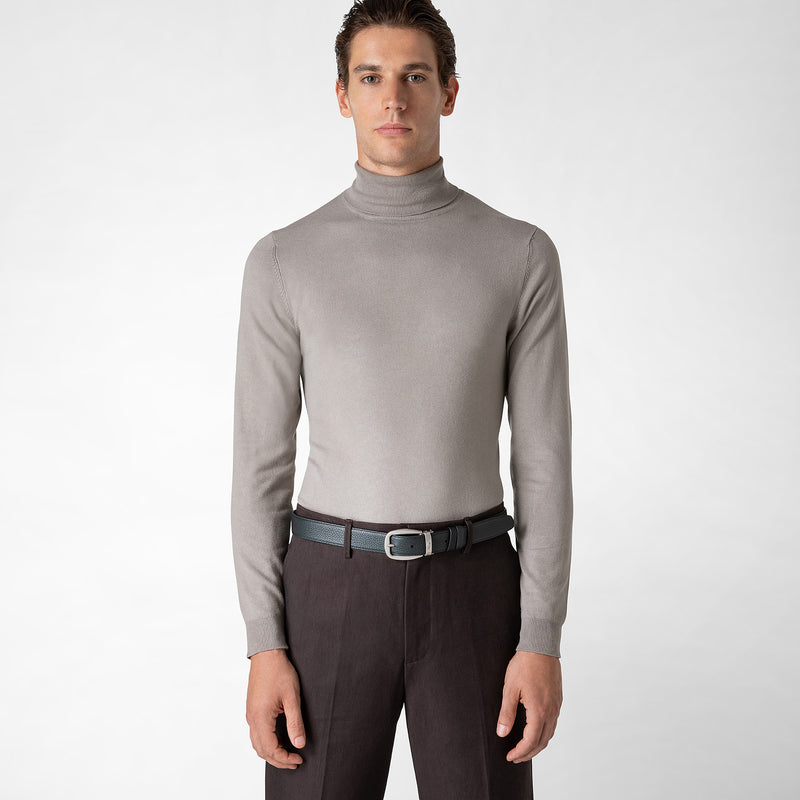Serapian Cintura reversibile in pelle cachemire nero-navy Acquista Ora
