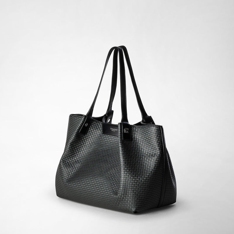 Serapian Tote bag secret piccola in stepan asfalto-nero Consegna Veloce