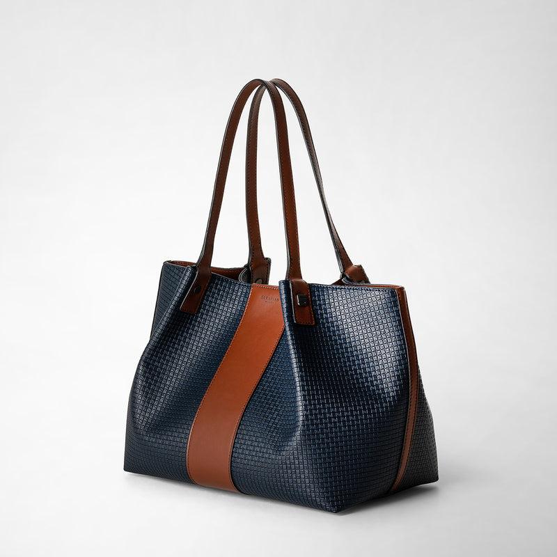 Serapian Borsa shopping secret piccola stepan 72 blu -cuoio Promozione Limitata