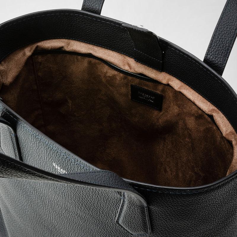 Serapian Day tote bag in cachemire leather navy blue Affare Del Giorno