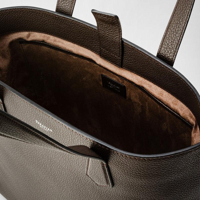 Serapian Day tote bag in cachemire leather espresso Sottocosto
