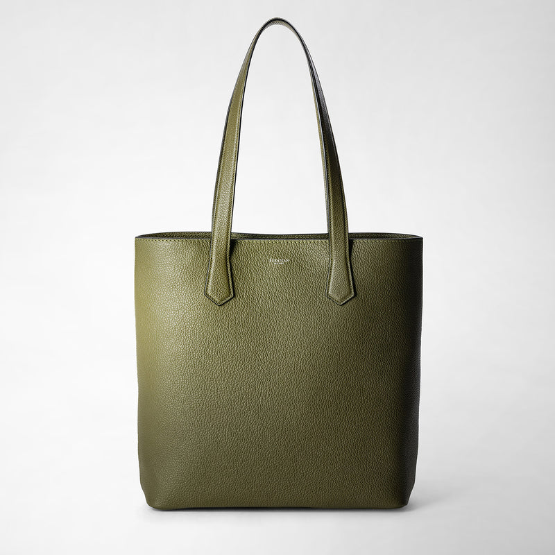 Serapian Day tote bag in cachemire leather olive green Convenienza