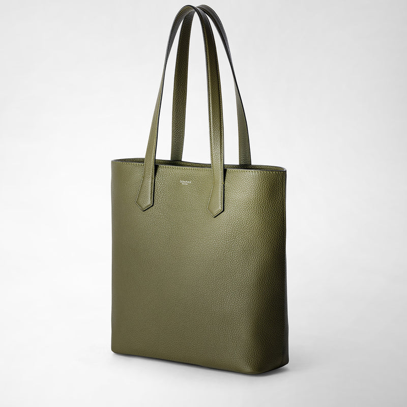 Serapian Day tote bag in cachemire leather olive green Convenienza