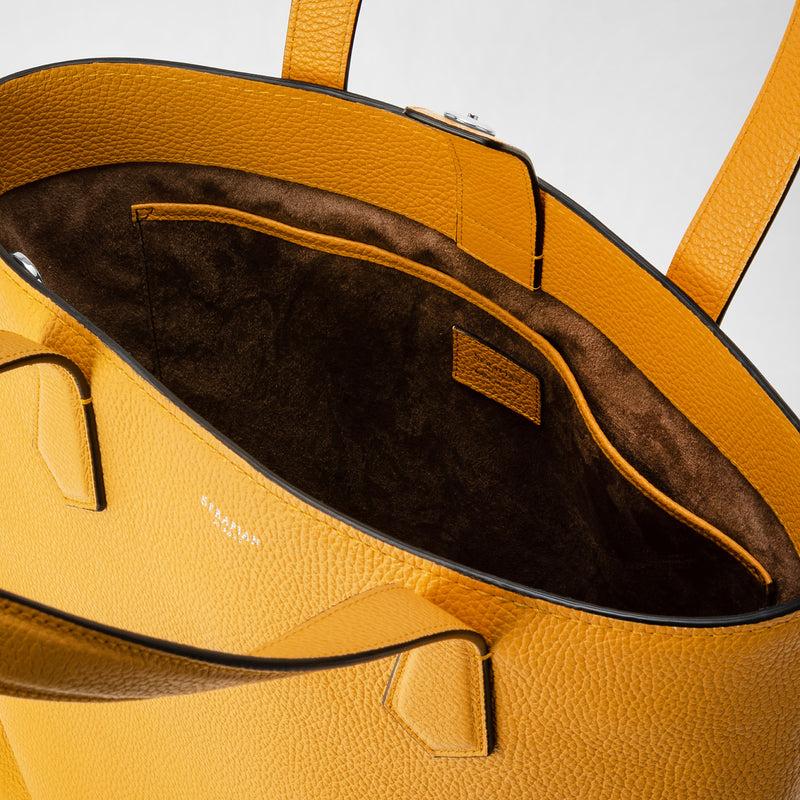 Serapian Day tote bag in cachemire leather ochre Novità