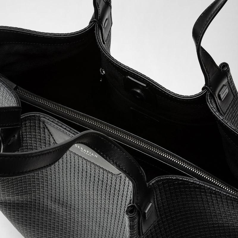 Serapian Vertical secret tote bag stepan nero-nero eclissi Presa