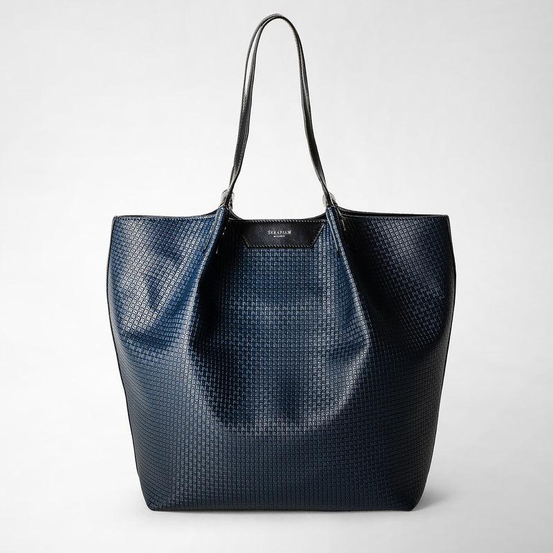 Serapian Vertical secret tote bag stepan blu oceano-nero Sconto