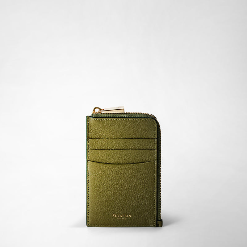 Serapian PORTACARTE CON ZIP IN PELLE RUGIADA