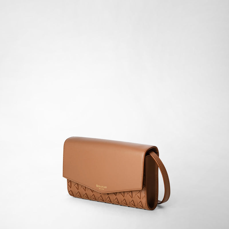 Serapian Clutch with shoulder strap in mosaico tan Saldi