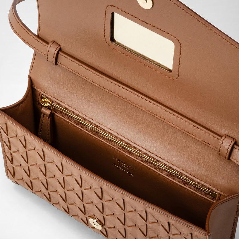 Serapian Clutch with shoulder strap in mosaico tan Saldi