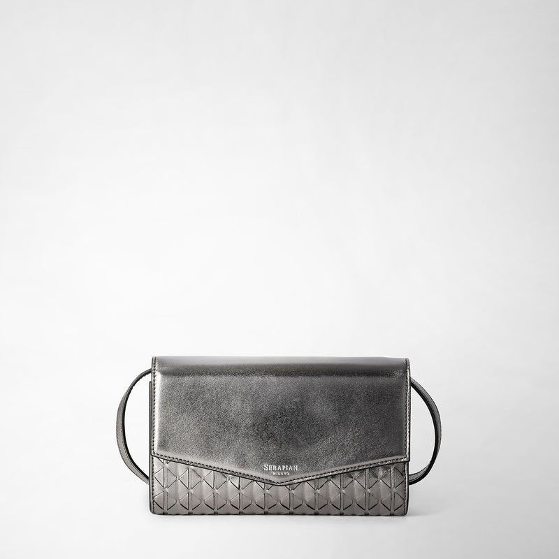 Serapian Clutch with shoulder strap in mosaico ruthenium Offerte