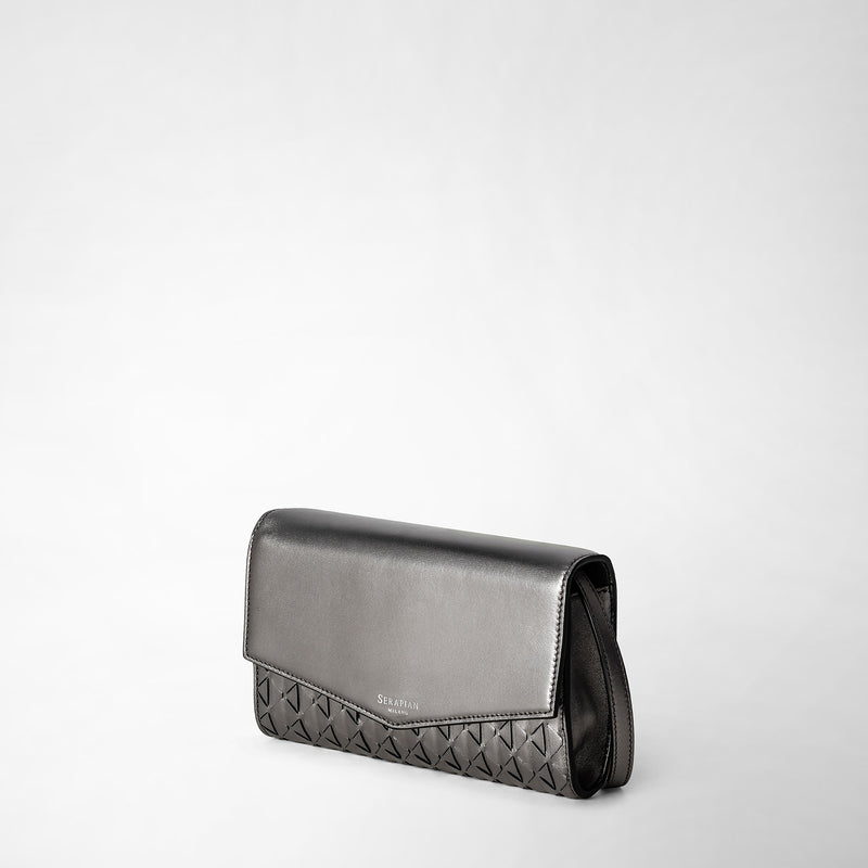 Serapian Clutch with shoulder strap in mosaico ruthenium Offerte