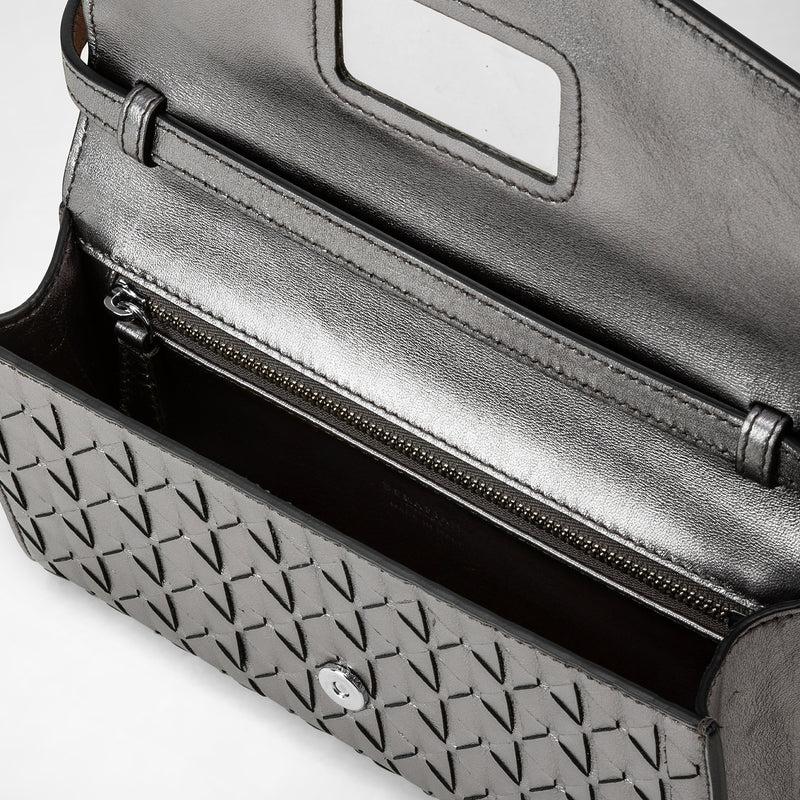 Serapian Clutch with shoulder strap in mosaico ruthenium Offerte