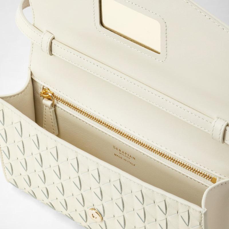 Serapian Clutch con tracolla in mosaico panna Hotsell