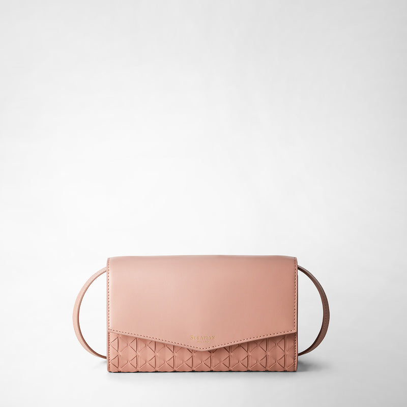 Serapian Clutch con tracolla in mosaico blush Vendita Calda