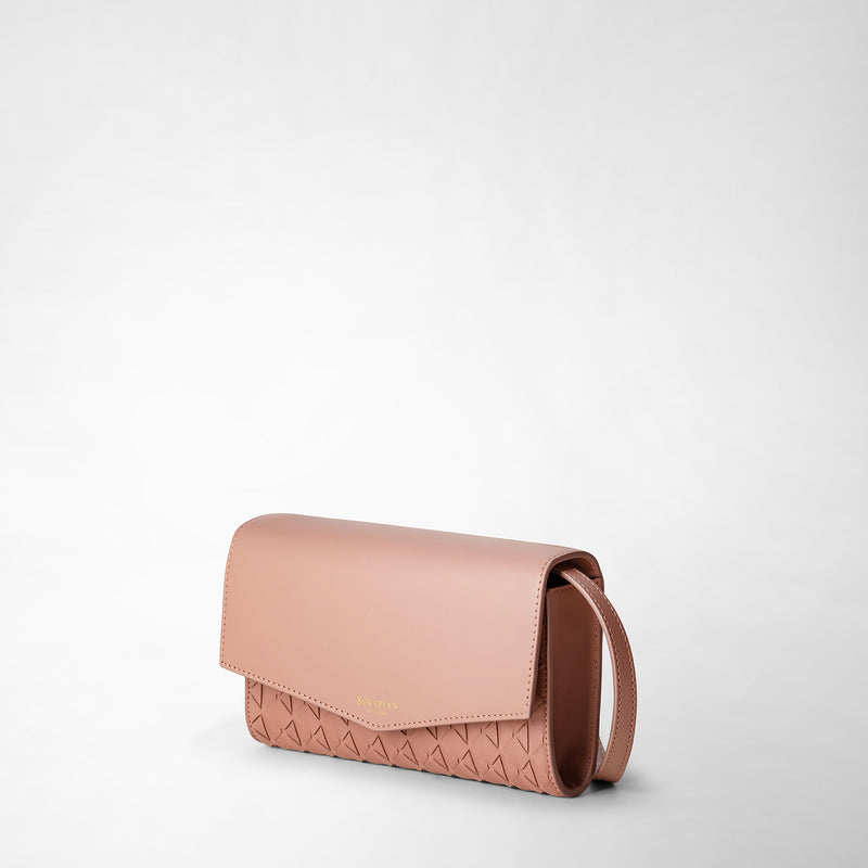 Serapian Clutch con tracolla in mosaico blush Vendita Calda
