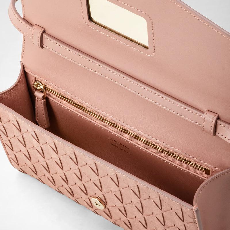 Serapian Clutch con tracolla in mosaico blush Vendita Calda