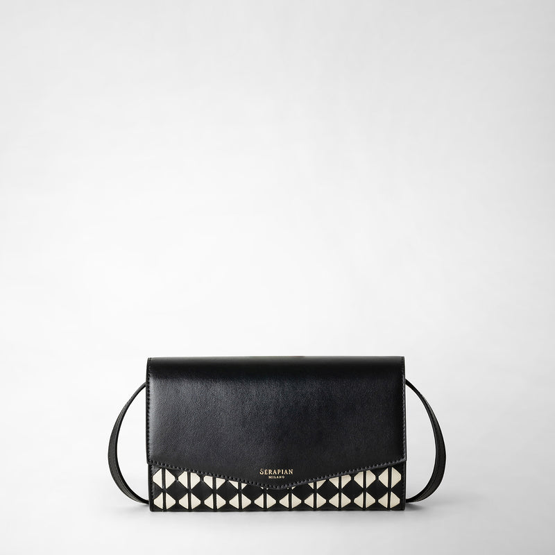 Serapian Clutch con tracolla in mosaico nero-panna I Più Venduti