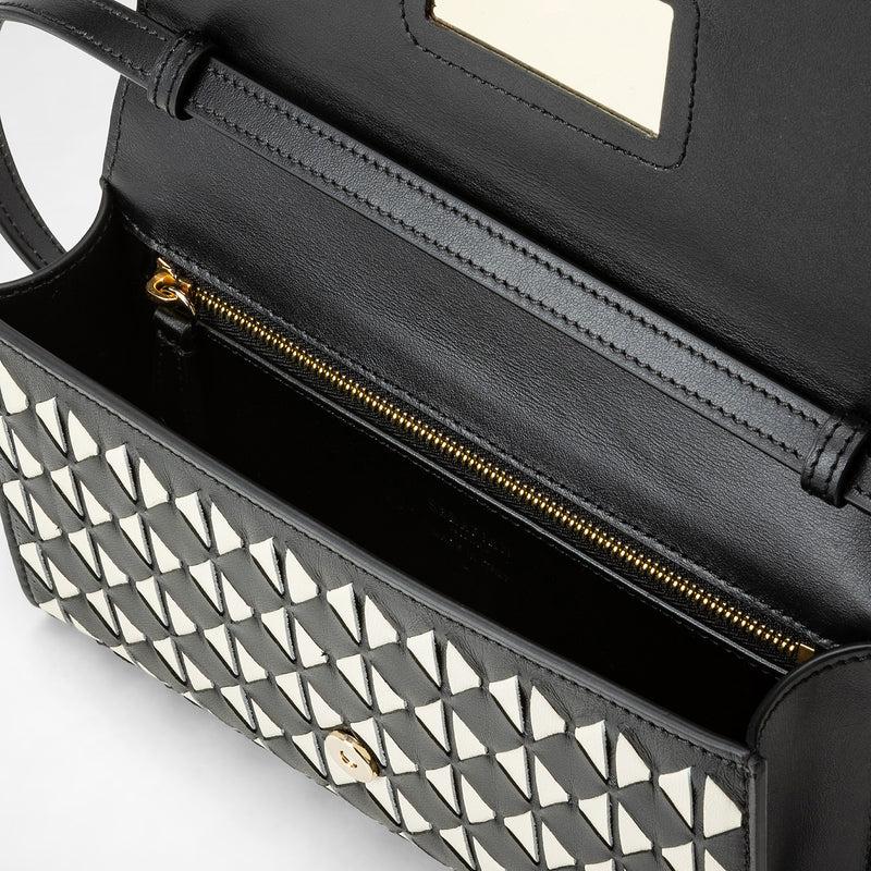 Serapian Clutch con tracolla in mosaico nero-panna I Più Venduti