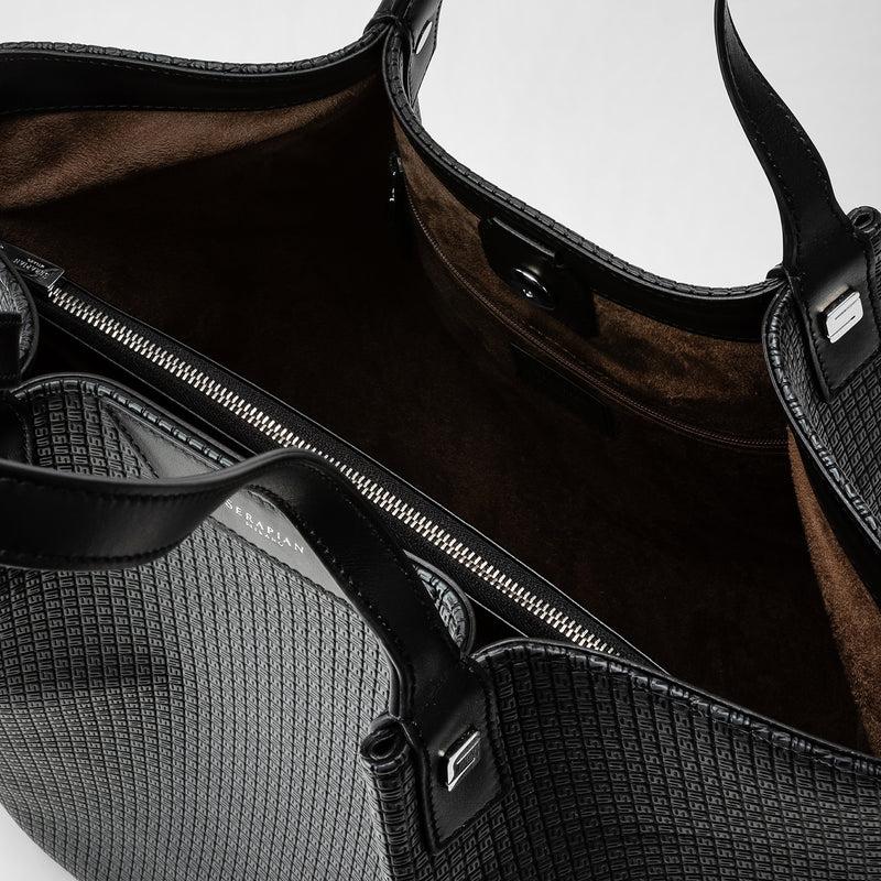 Serapian Vertical secret tote bag in stepan asfalto-nero Moda