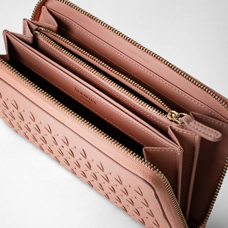 Serapian Portafoglio con zip in mosaico blush Convenienza