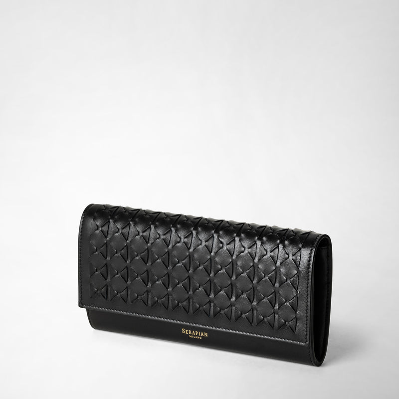 Serapian Portafoglio continental in mosaico nero Sconto