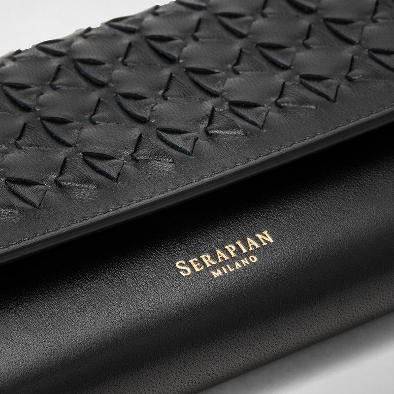 Serapian Portafoglio continental in mosaico nero Sconto