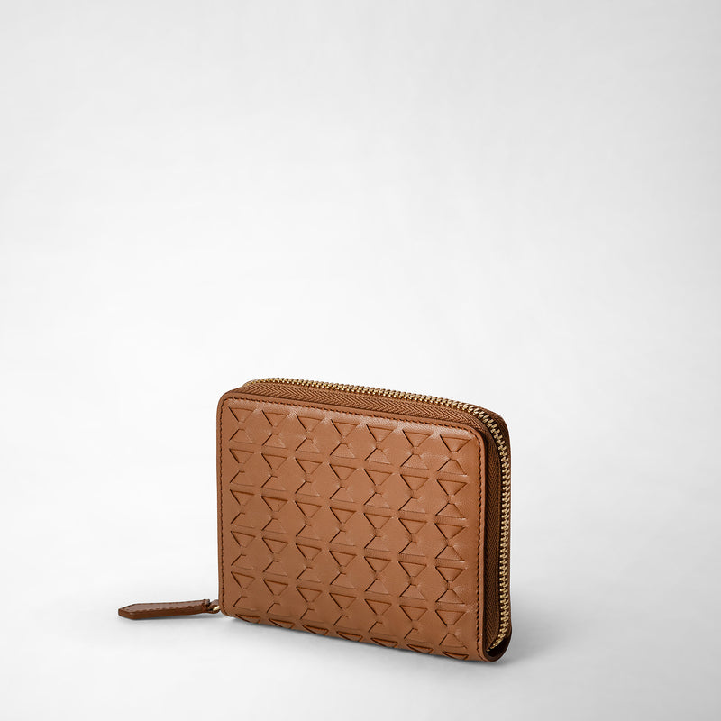 Serapian Mini zip wallet in mosaico tan Vendita Economica