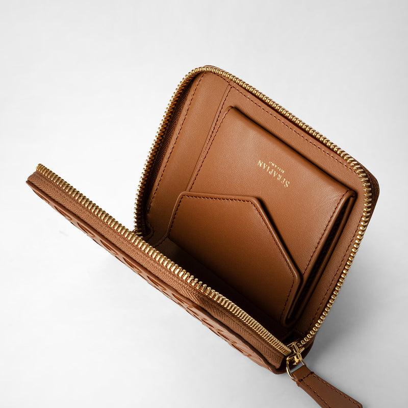 Serapian Mini zip wallet in mosaico tan Vendita Economica