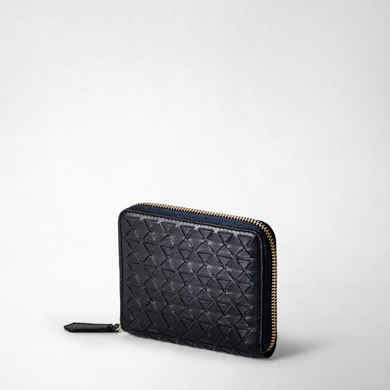 Serapian Mini zip wallet in mosaico midnight blue Vendite Flash