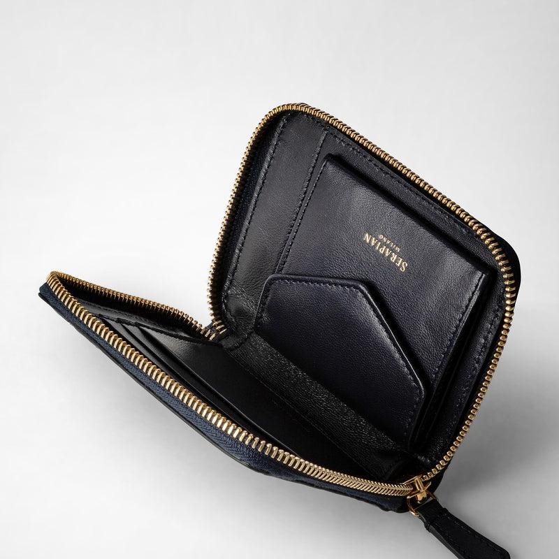 Serapian Mini zip wallet in mosaico midnight blue Vendite Flash