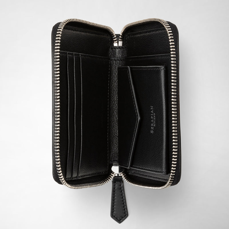Serapian Portafoglio mini con zip in mosaico nero-panna Negozio
